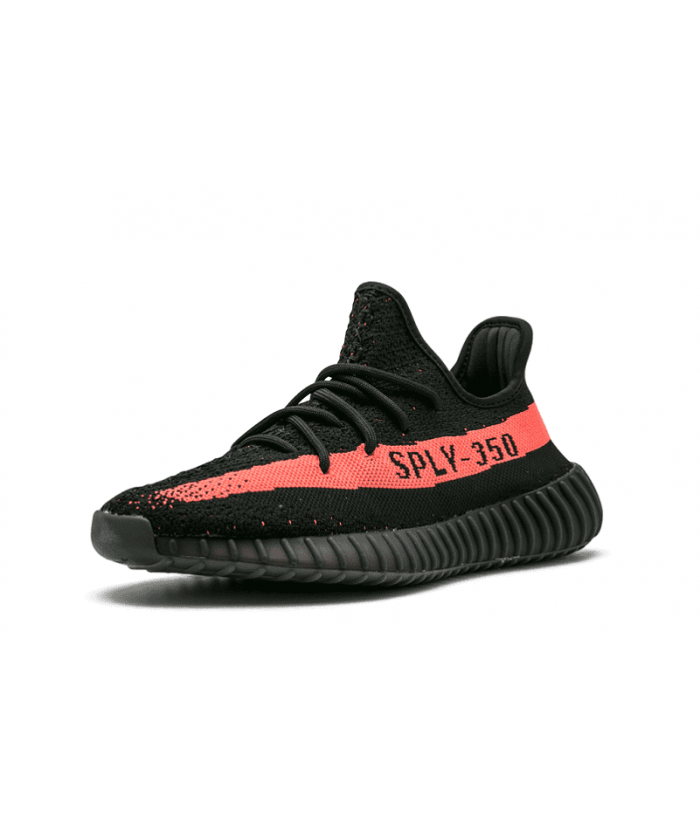 yeezy black with red stripe